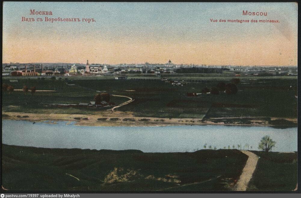 Вид на Москву в сторону Новодевичьего монастыря с террасы ресторана, 1905-1910.