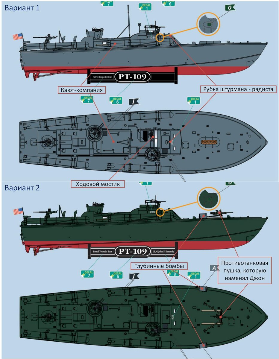 Два варианта катера PT-109, которые предлагает Revell, и мои "камни преткновения"