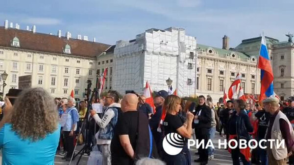 Антиправительственные митинги в Вене 8 октября. Видео © РИА "Новости"