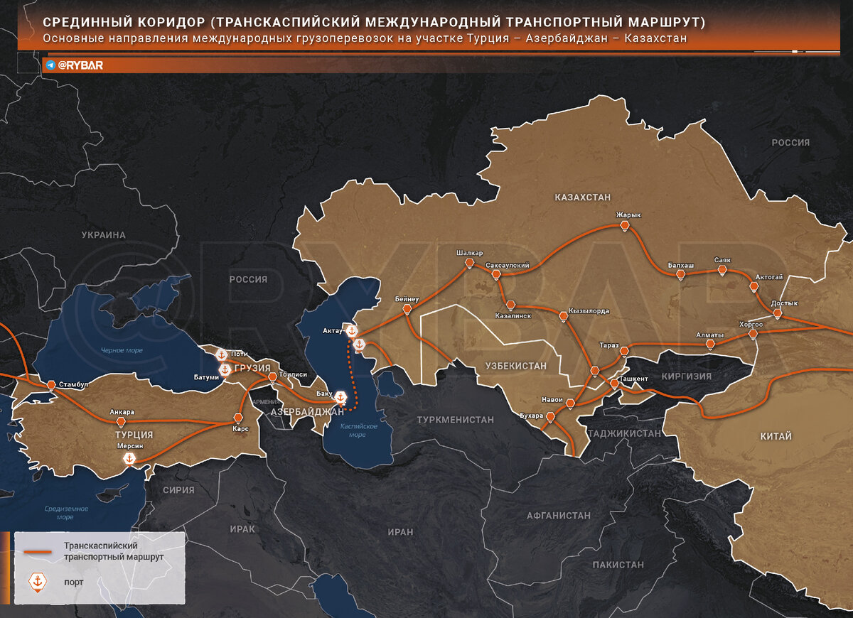 Транскаспийский международный транспортный маршрут карта