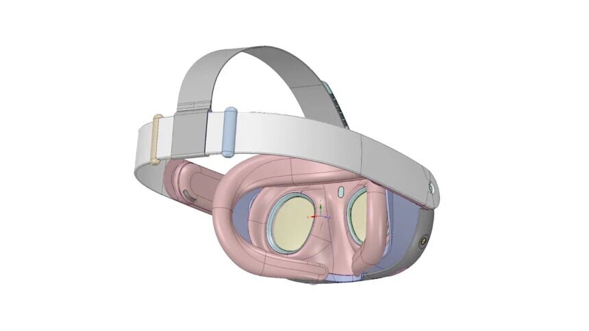 Корпус выглядит тоньше и меньше, чем у Meta Quest 2. Это говорит о том, что в новой VR-гарнитуре установлены новые блинные линзы Meta.