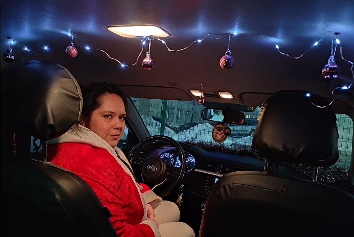 Внутри новогоднего такси. Фото: Вадим Алексеев.