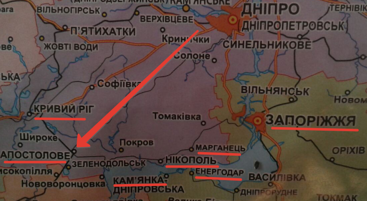 Главный удар - на Апостолово, в Никополь-Криворожской операции. Рисунок Автора