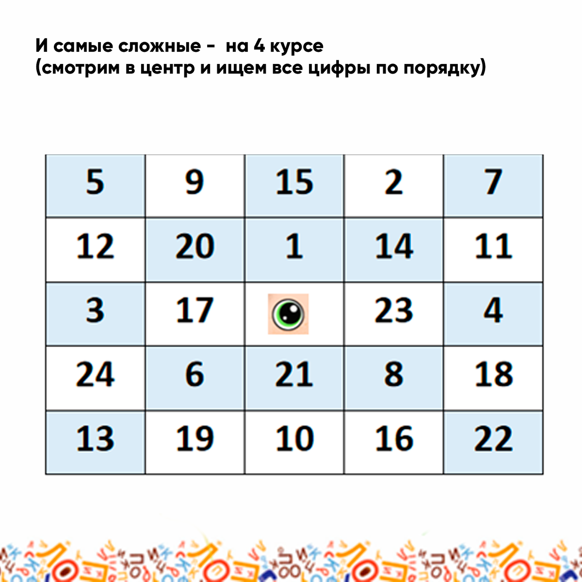 Таблицы шульте для детей 7 8 лет