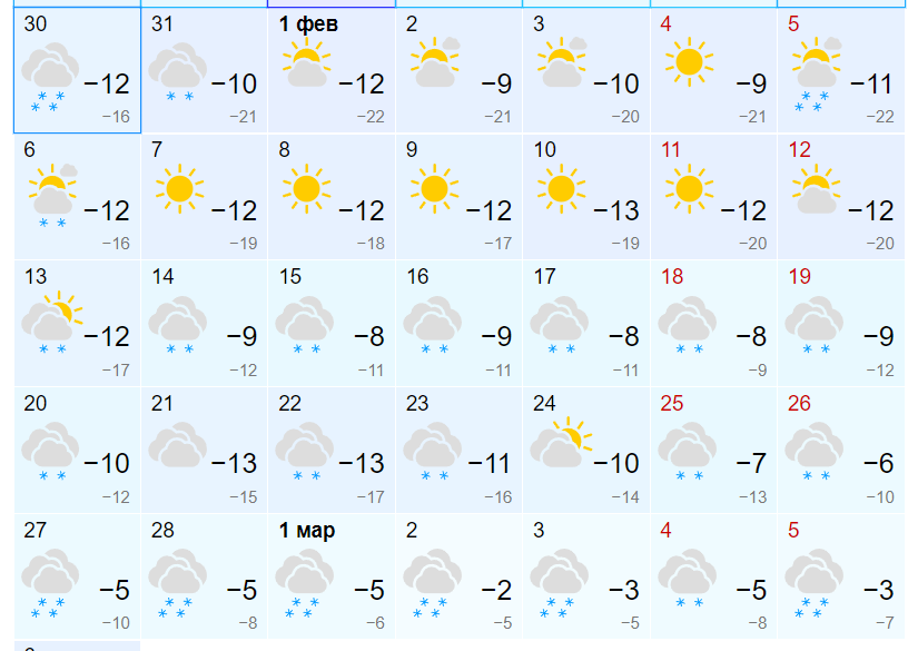 Погода на февраль 2024 красноярск