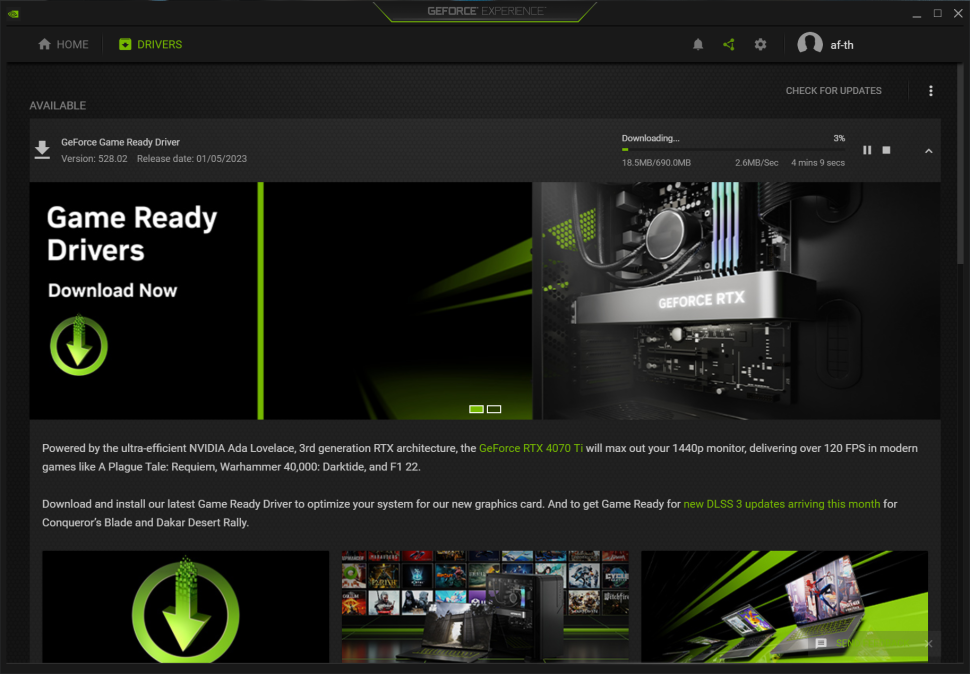 Вечное обновление GeForce Experience