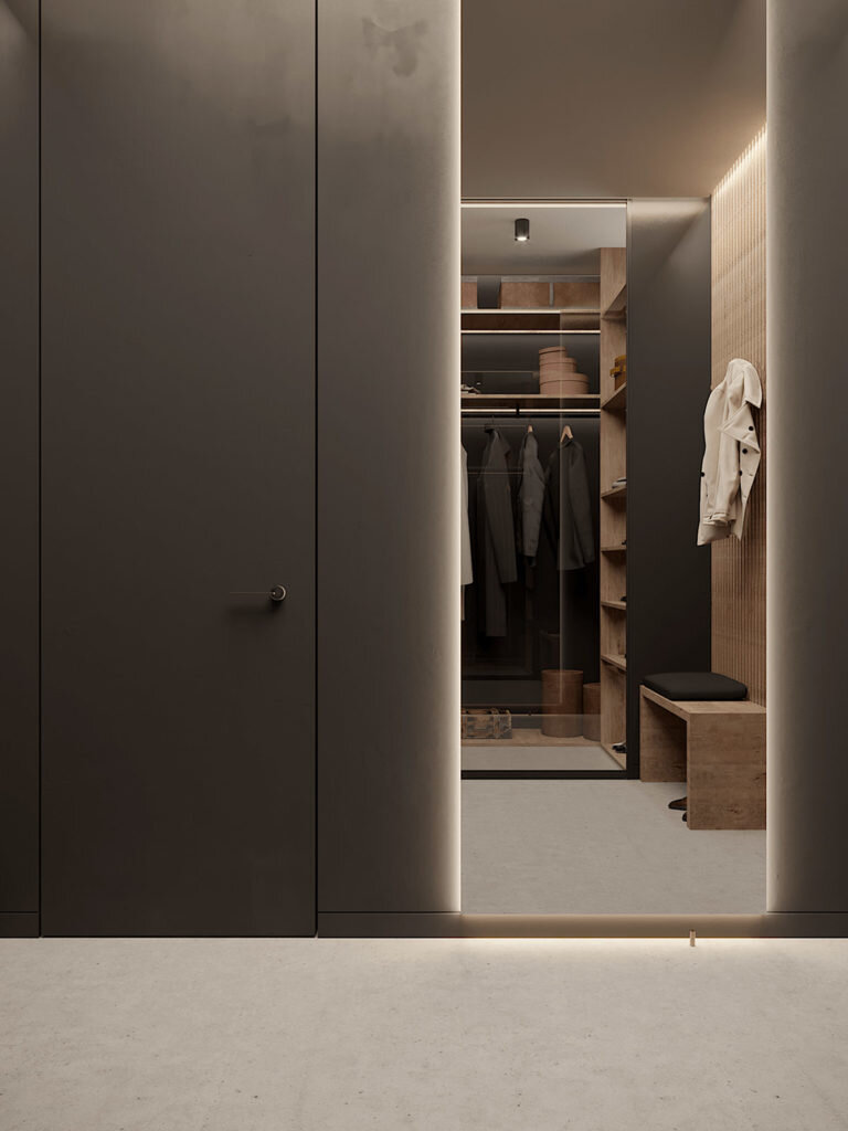 Стильно и элегантно. Гармония теплых и холодных оттенков в просторной минималистичной студии