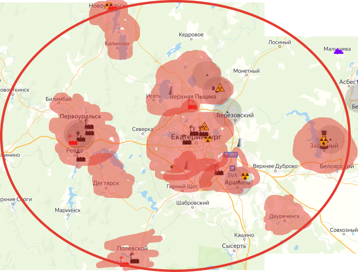 Экологическая карта с отброшенными вариантами