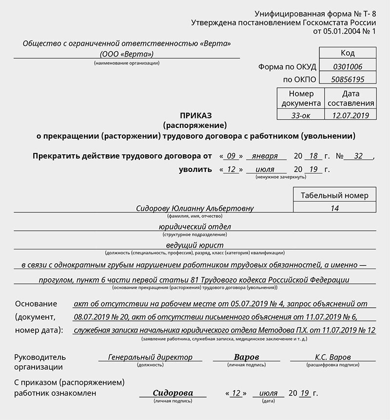 Выговор устав