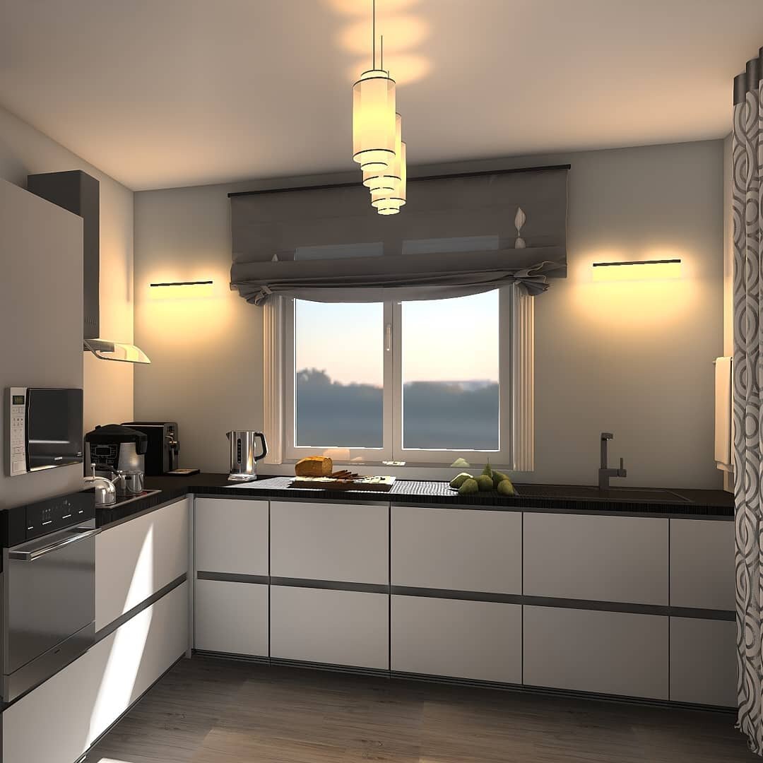Кухонный гарнитур без верхних шкафов дизайн совмещенная с гостиной