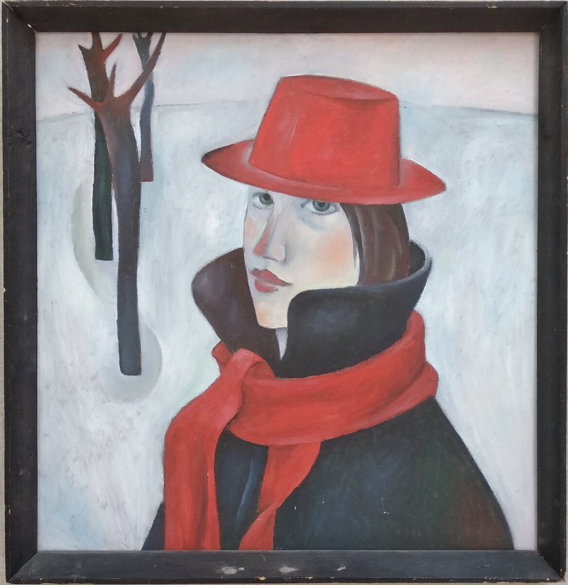 Портрет девушки в красной шляпе