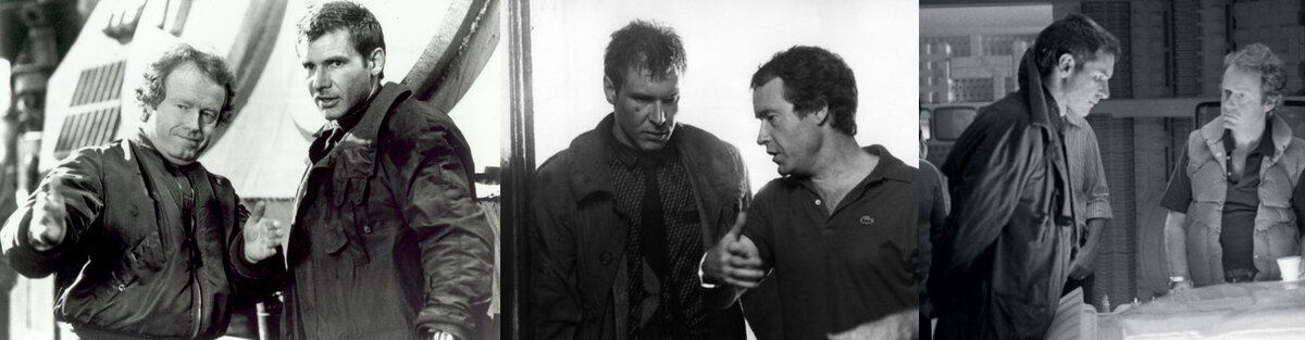 Ридли Скотт и Харрисон Форд, фрагменты из съёмок фильма Бегущий по лезвию.