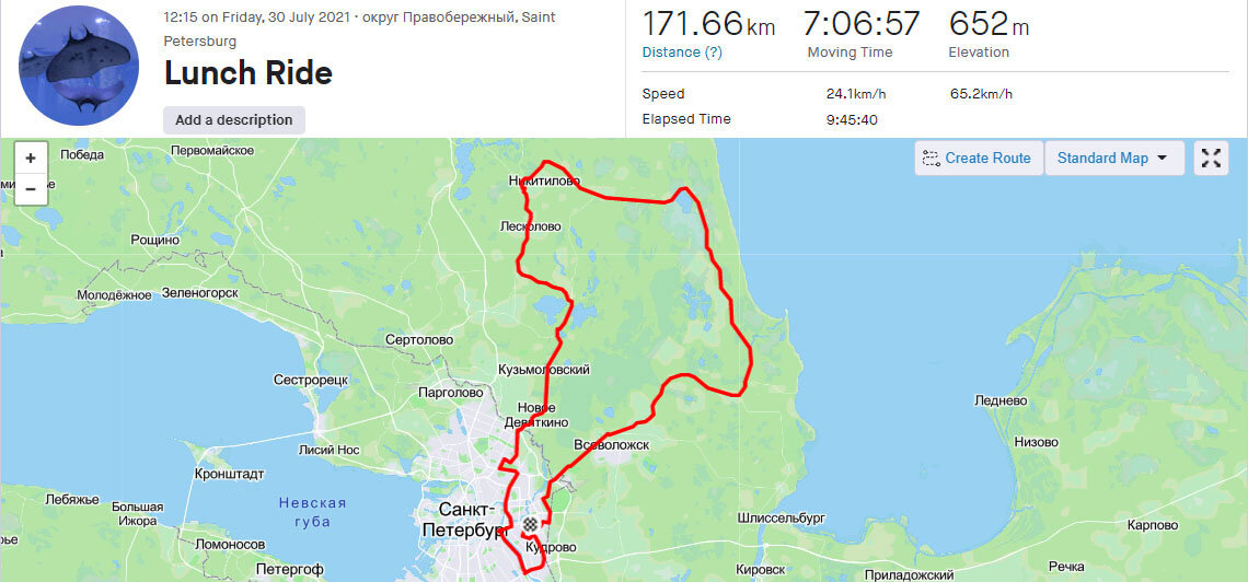 трек моей вчерашней поездки в гости к родителям.