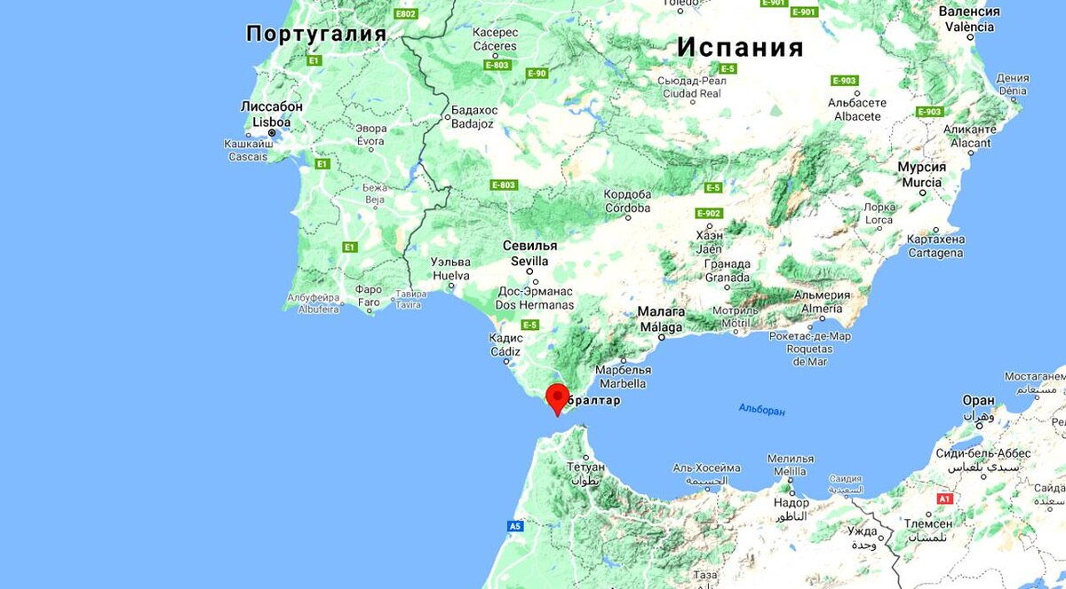 Гибралтарский пролив на карте.