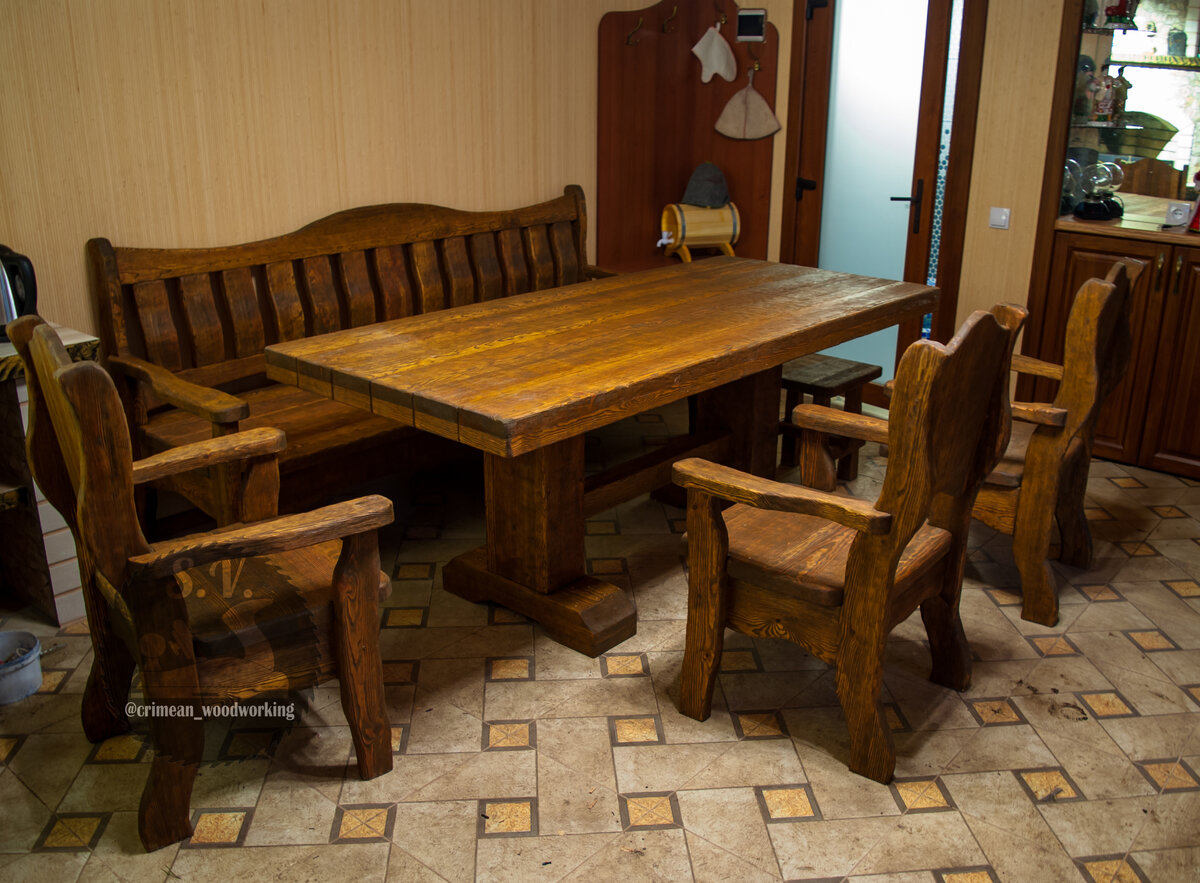 Комплект мебели в сауну. Моя работа. Заказчик видел мою работу в таком стиле, дал свободу фантазии