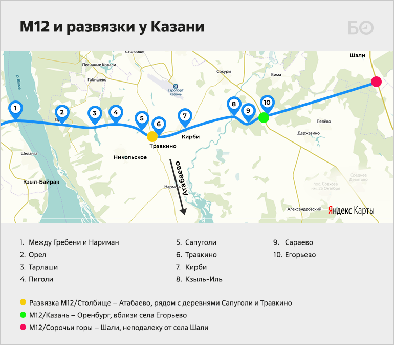 Проект трассы м12 в татарстане на карте