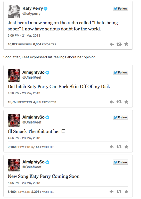 Кэти Пэри задается вопросом о том, что творится с нашим миром раз песня с альбома играет на радио, Чиф отвечает ей в своей манере. 