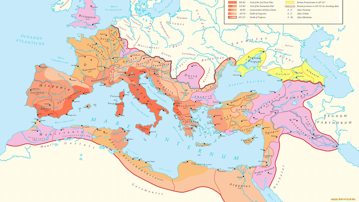 Карта римской республики в 1 веке до н э