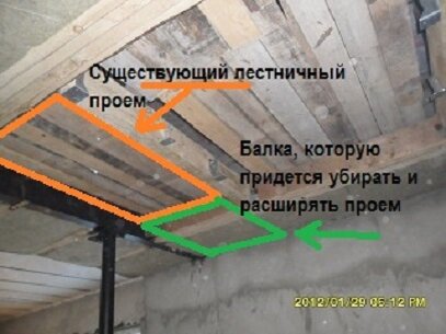 Имеющийся лестничный проем