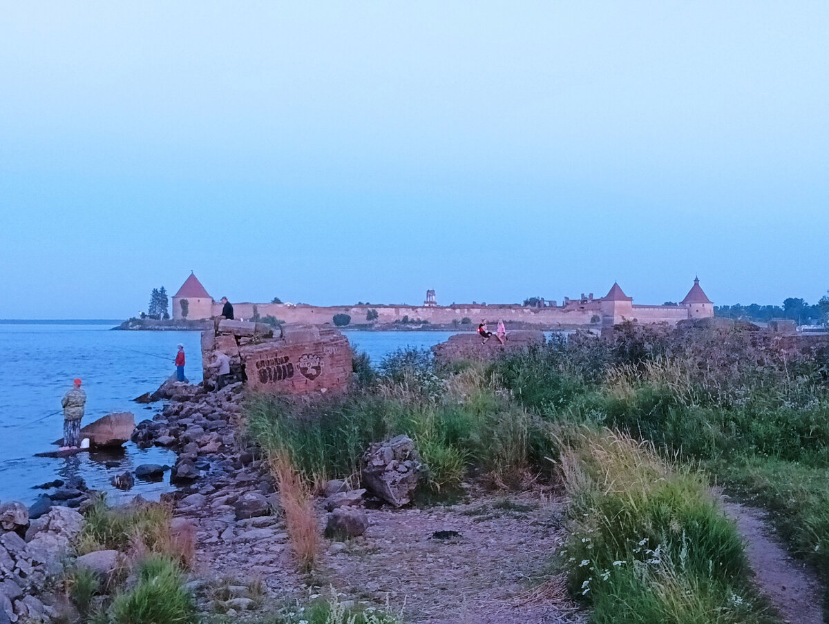 Фото автора, как и все ниже. Поселок имени Морозова, Ладога, вид на крепость Орешек. 
