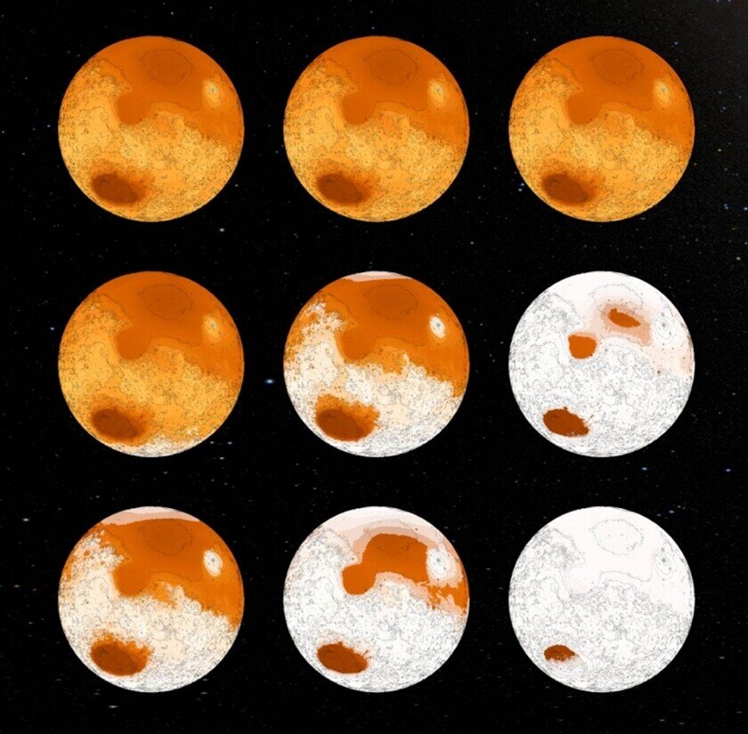    Модель Марса, в которой обитали метановые микробы. Так они могли изменить Красную планету всего за 100 тыс. лет. Фото: Nature