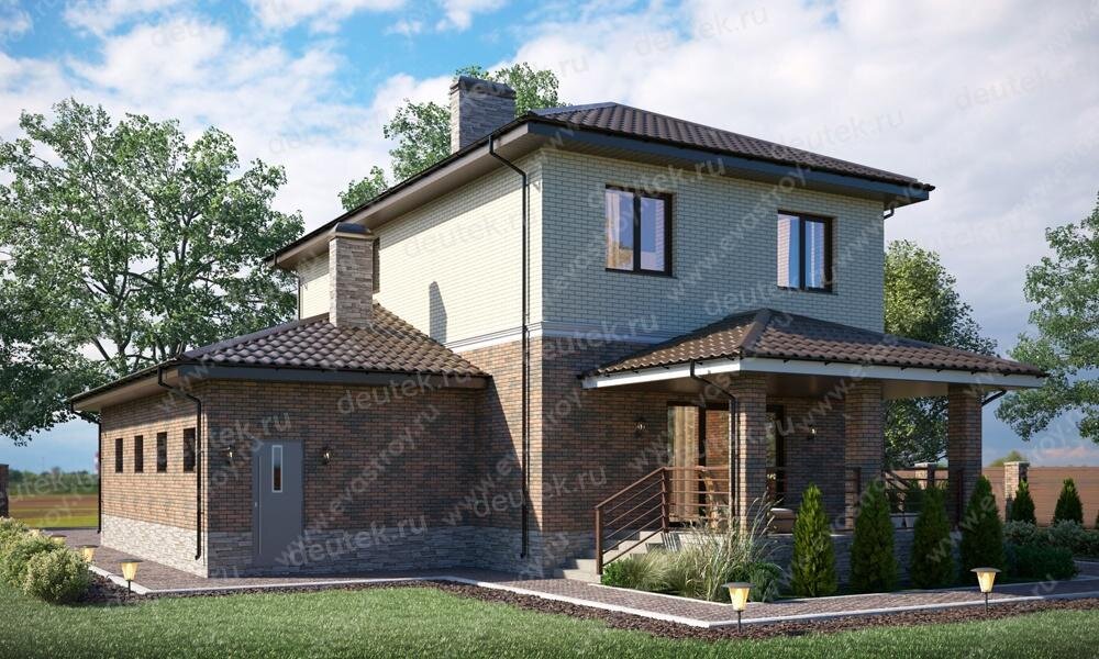 Проект двухэтажного дома 167 м2 с одноместным гаражом и террасой - KVR-142