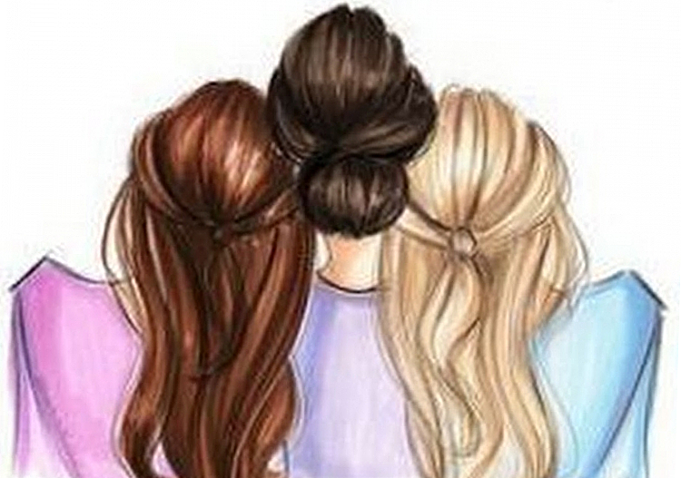 Три подруги, рисунок