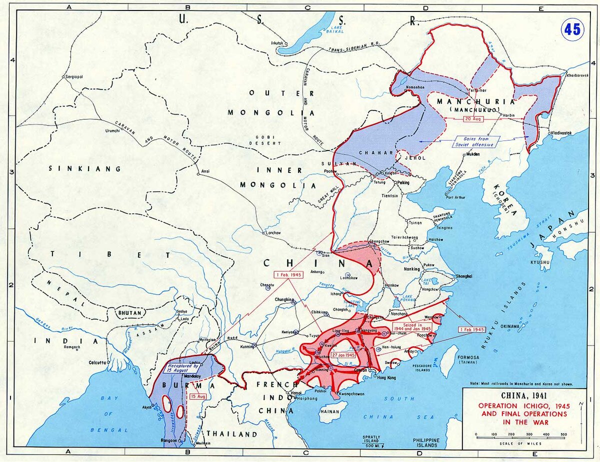 Китай гражданская война карта