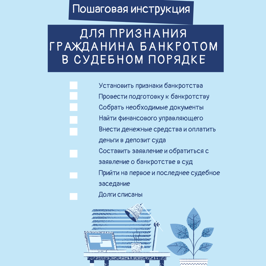 Пошаговая инструкция признания физического лица банкротом, перечень  документов | Путь Банкротства | Дзен