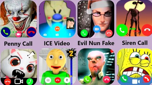 Ice Scream Video,Evil Nun Chat,Siren Head Video Call,SpongeBob Fake,Pennywise Call