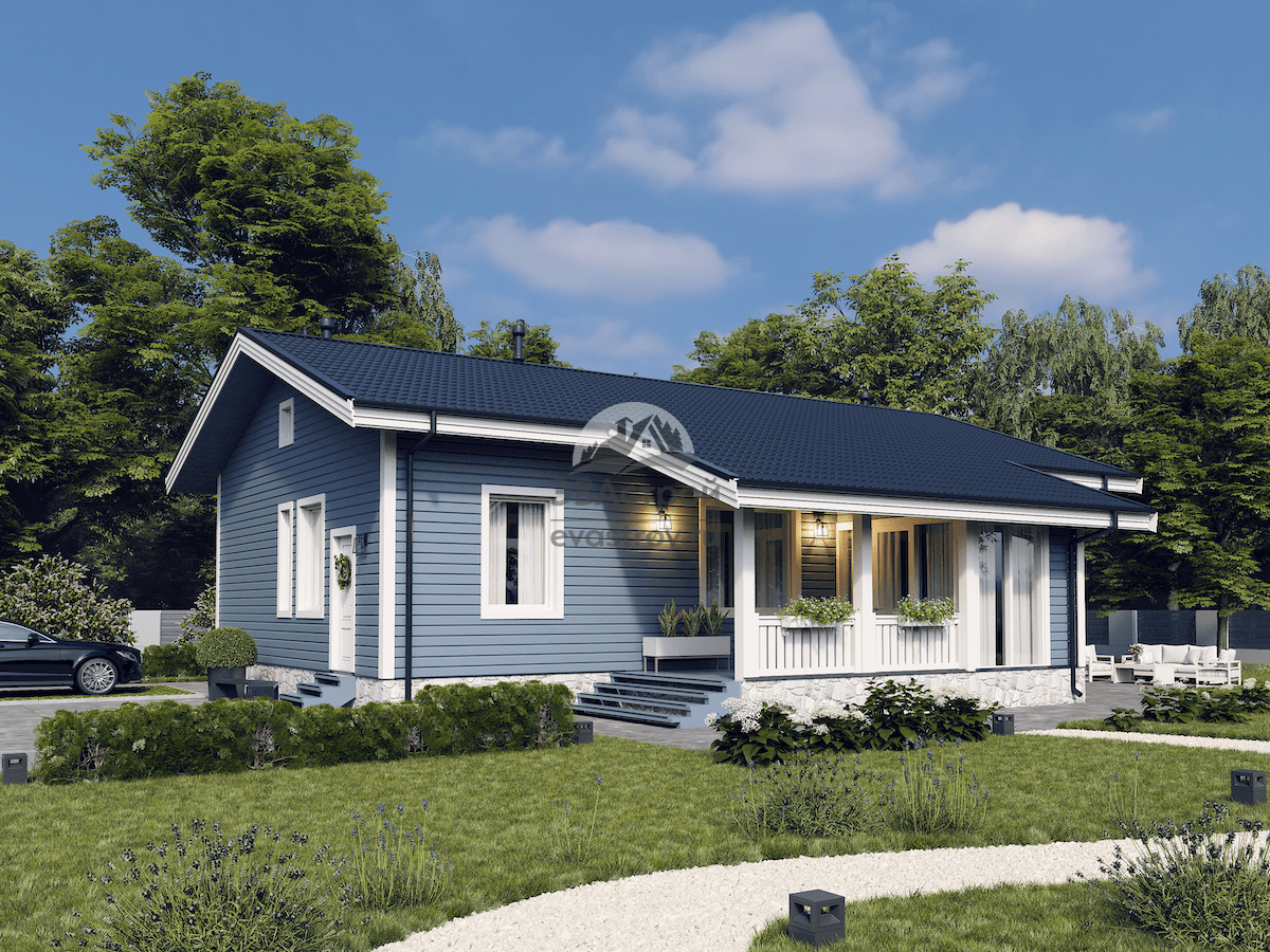 Проект одноэтажного дома 139 м2 из деревянного каркаса в Финском стиле - 106-31