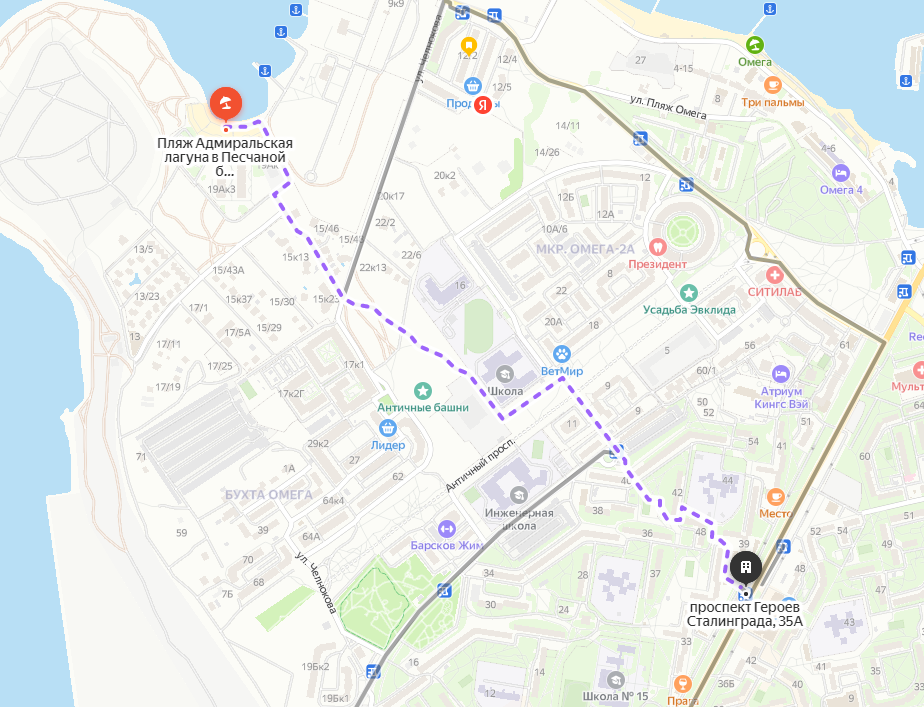 От остановки на проспекте Героев Сталинграда