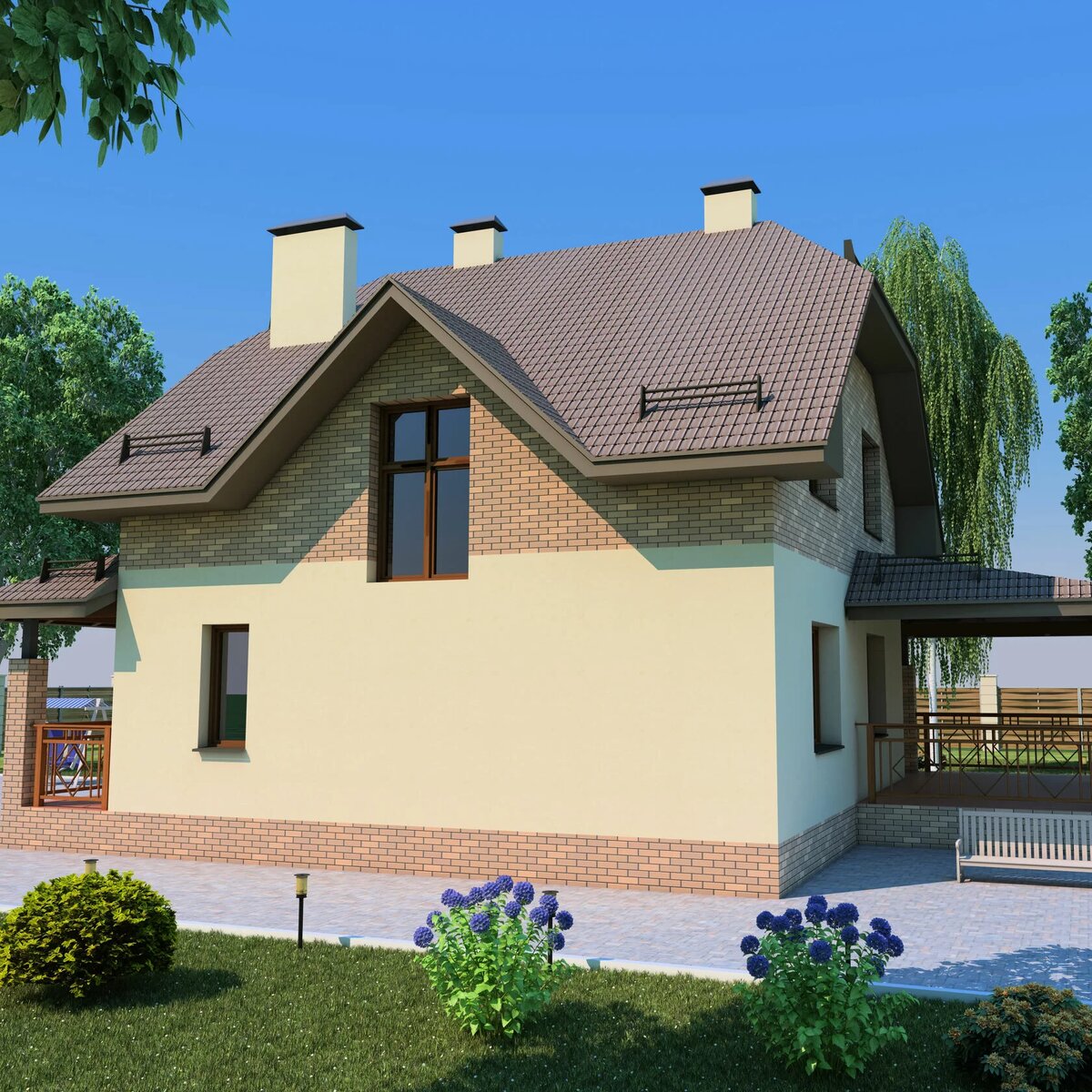 Правый и задний фасады. Источник изображения: сайт idealdomschool.ru.