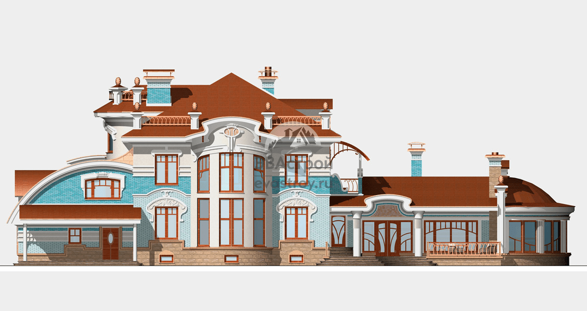 Проект особняка 627 м2 в стиле модерн с бассейном, террасой, вторым светом и гаражом - FD-00-16