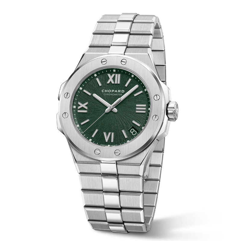 Часы Chopard Alpine Eagle в 41 мм корпусе из стального сплава Lucent Steel A223 с циферблатом цвета «зеленая сосна»