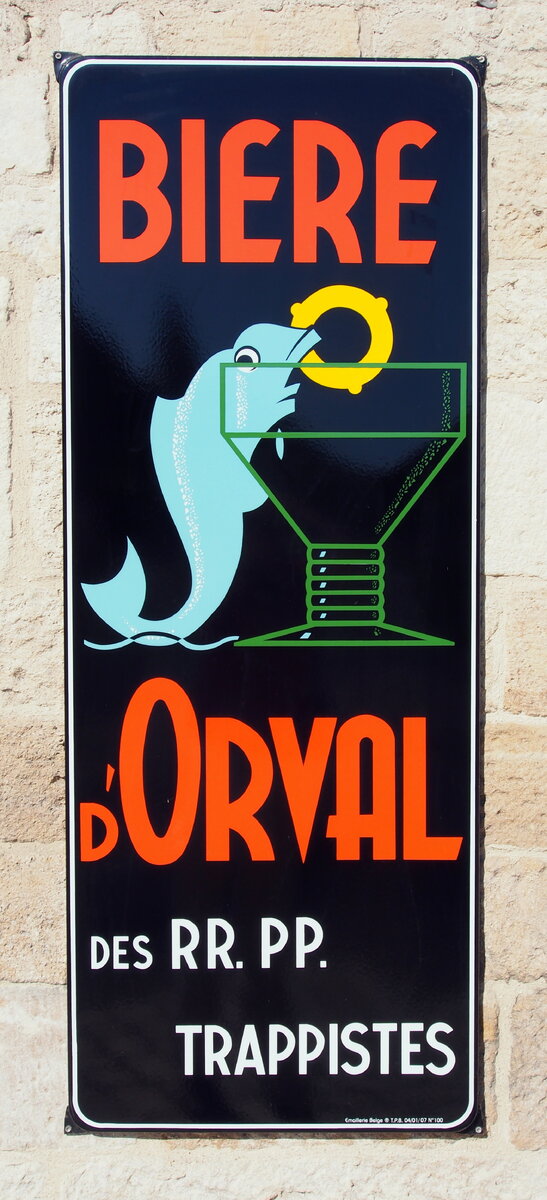 Реклама Орваля с символикой форели и кольца в Европейском музее пива Image Credit: AlfvanBeem