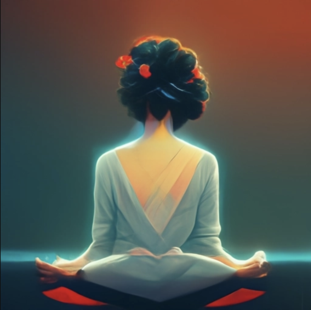 Картинка сформированная нейросетью midjourney по текстовому описанию meditation