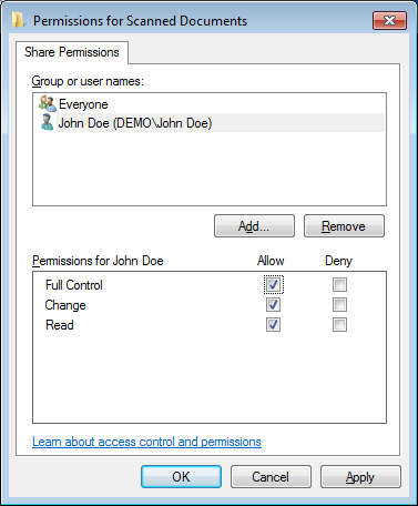 Разрешения пользователя