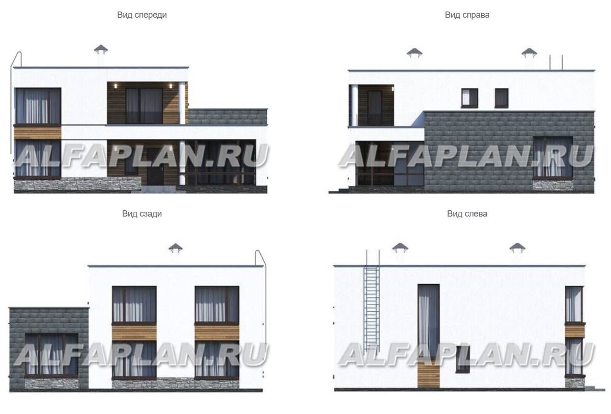 Проект ультрасовременного дома с плоской крышей и 2 комнатами на 1 этаже -  781A «Спектр», 270 м2, 4(5) спален | Популярные проекты домов Альфаплан |  Дзен