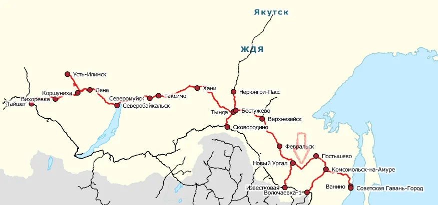 БАМ на схеме