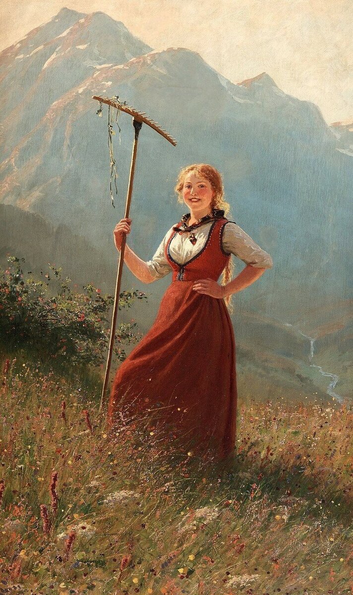 Ханс  Даль (Hans  Dahl), "Девушка во фьорде" 1881-1919. Германия-Норвегия