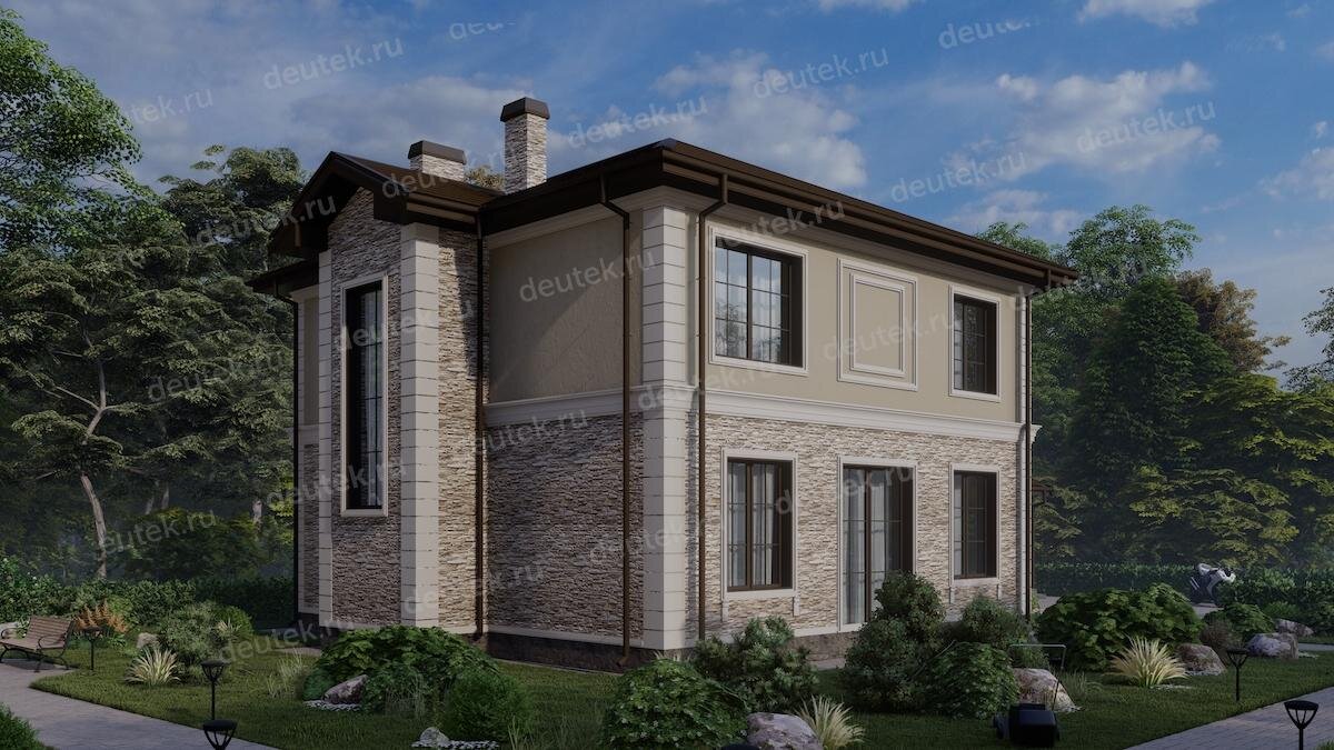 Проект индивидуального двухэтажного дома 193 м2 с террасой - DTE-150