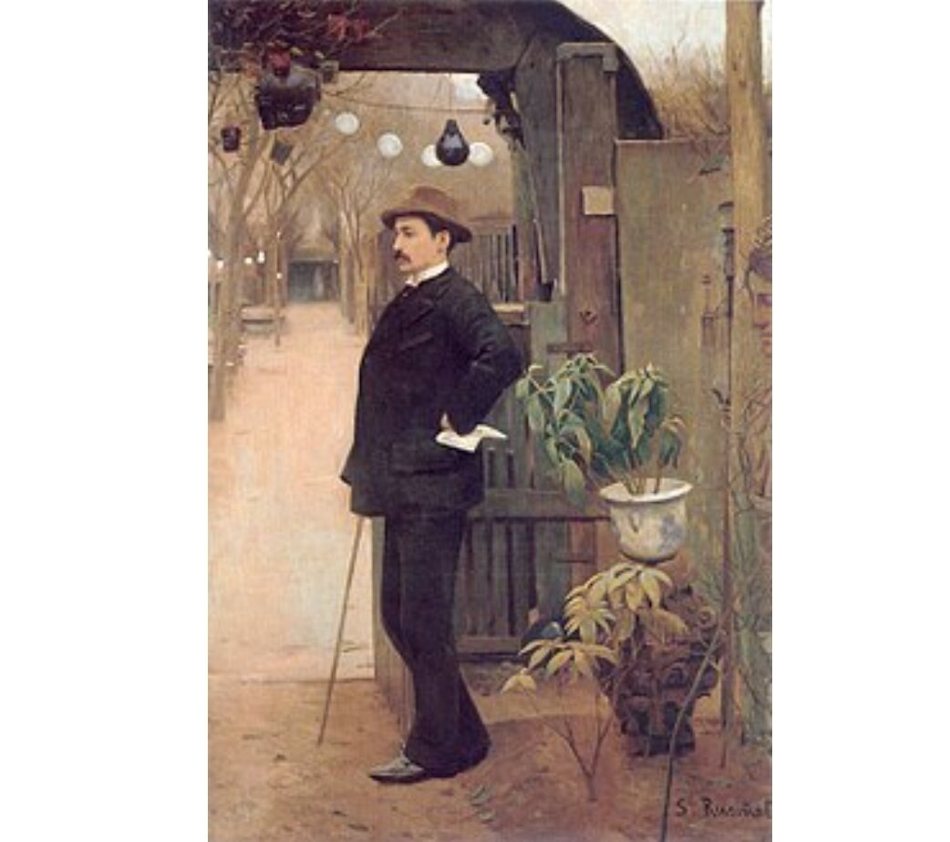 Мигель  Утрилло в Мулен-де-ла-Галетт, картина работы Сантьяго Рузиньола, 1890-е годы.