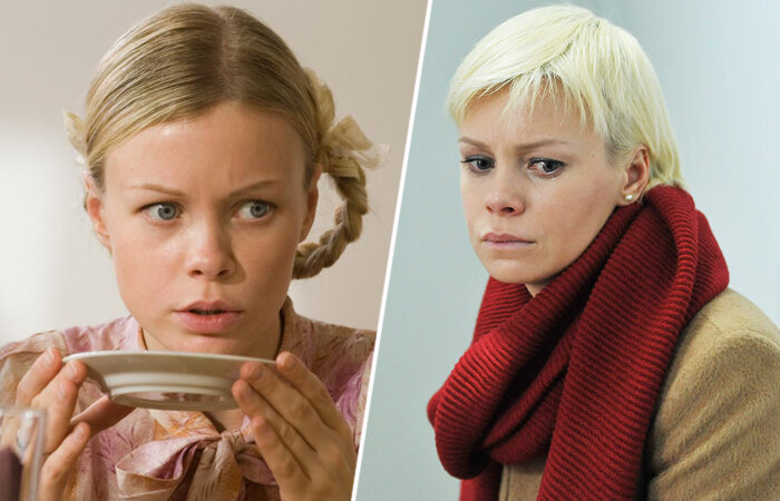 Актриса сыграла уже больше 60 ролей в кино и сериалах, но её визитной карточкой и сегодня остаётся роль Екатерины Матвеевой из сериала «Доярка из Хацапетовки».