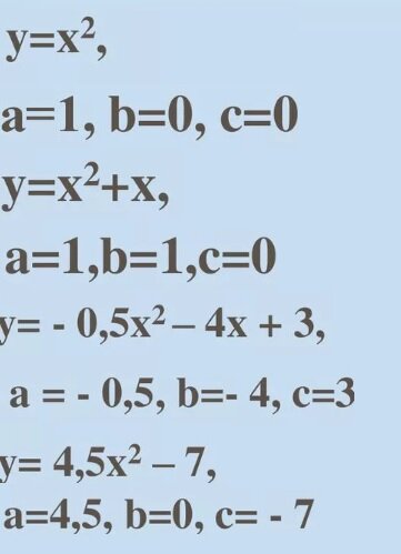 определяем коэффициенты а,в,с квадратичной фу