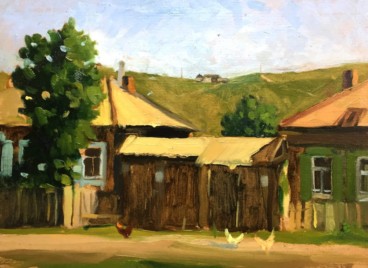 Андреев С.Н. Этюд с.Кага, грунтованный картон, масло.