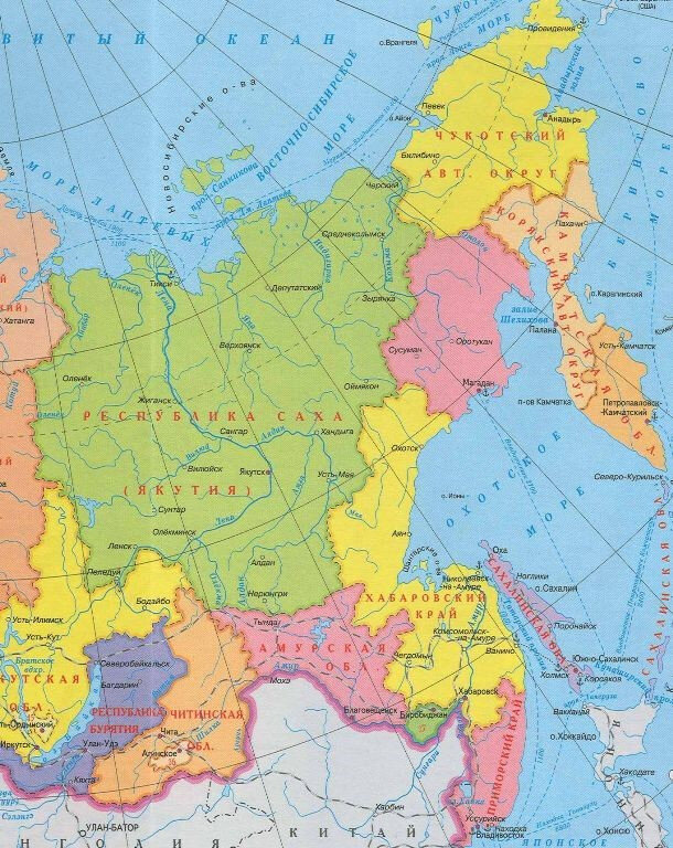 Политико административная карта дальнего востока