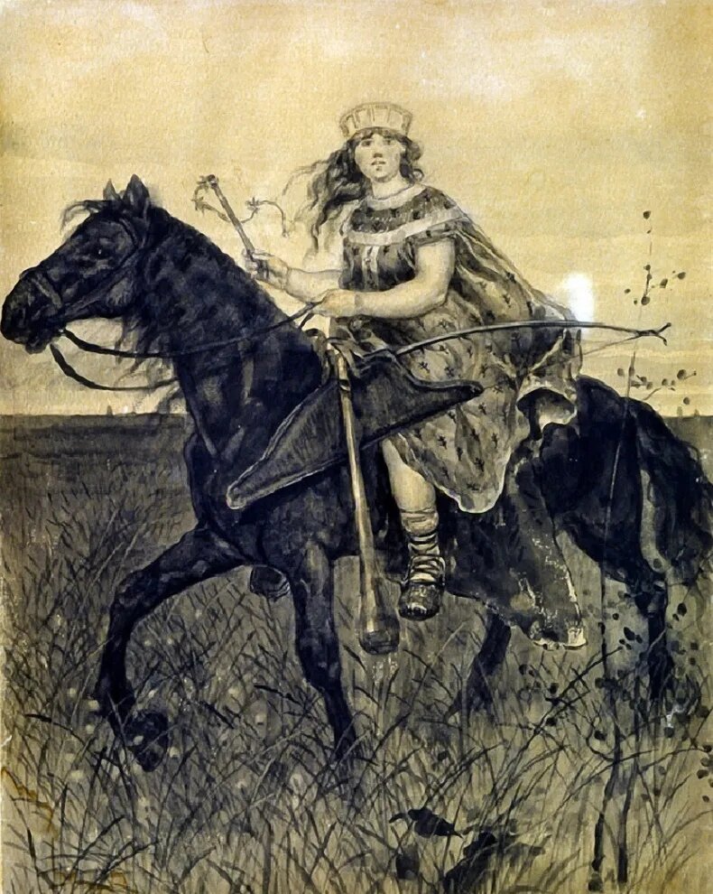 Поляница удалая, картина Андрея Рябушкина. XIX век 