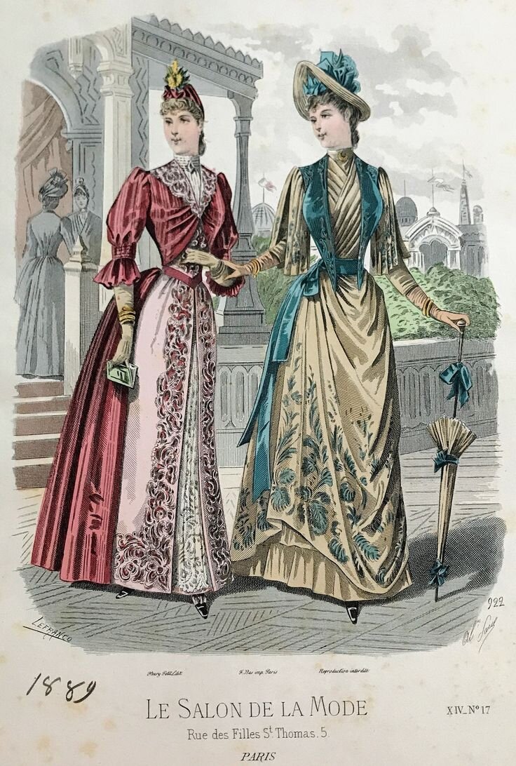 Наряды и шляпки для прогулок, 1889 год.