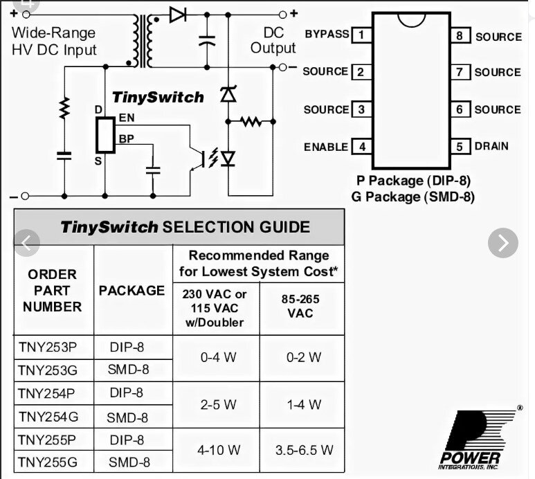 Tny264pn схема включения в стиральной машине индезит